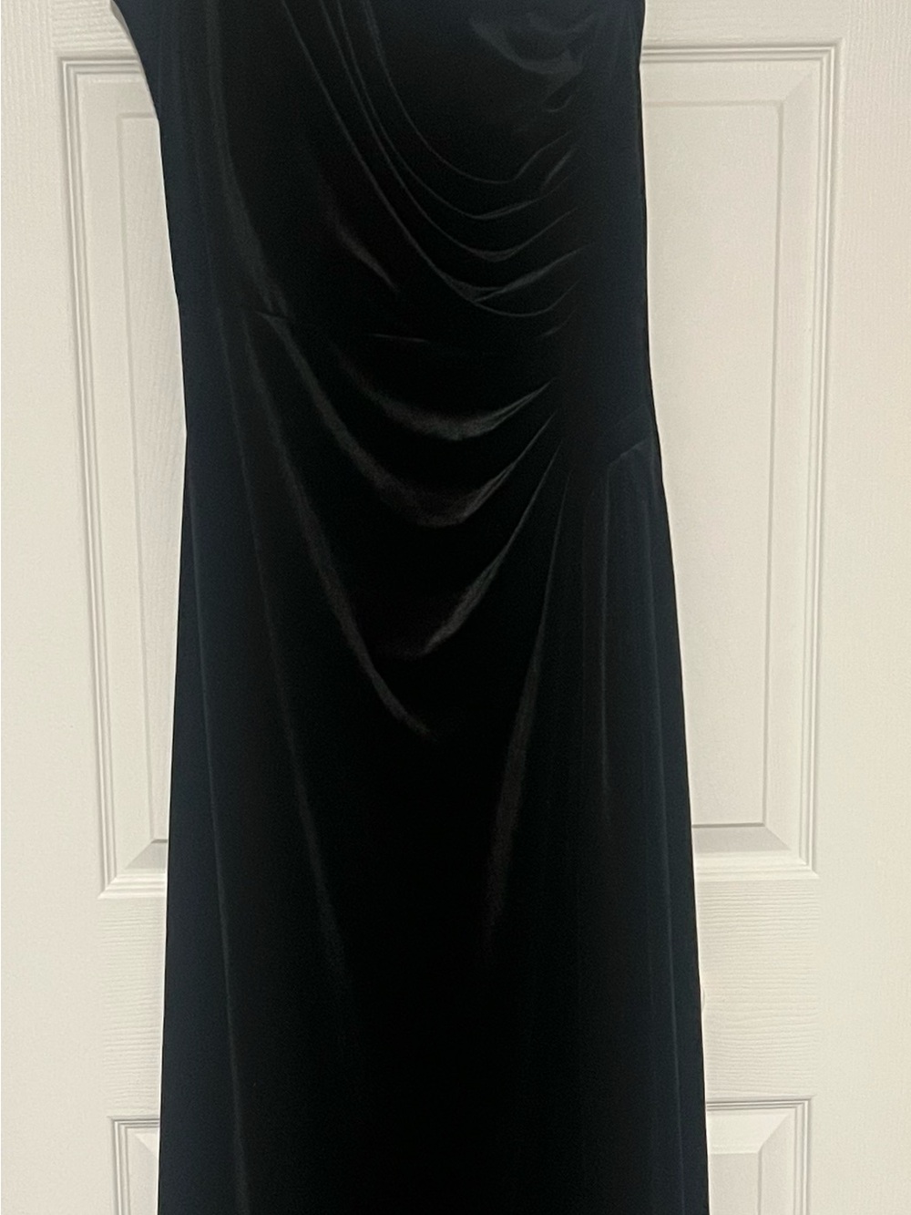 Alex Evenings Black Velvet Maxi Dress with Drape Detail